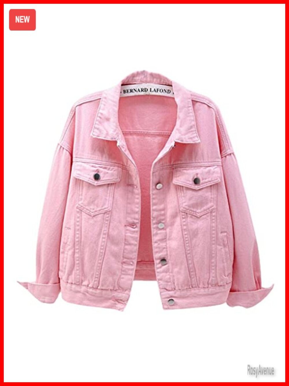 Women's Candy Color Denim Jacket Button Up Long Sleeve Loose Trucker Coat